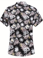 Men's Floral Print Camp Collar Hawaiian Shirt