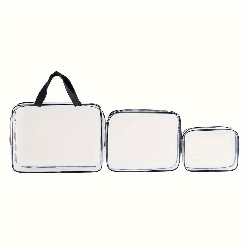 3pc Transparent Cosmetic Zipper Bags Waterproof Wash Bag Combo