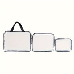 3pc Transparent Cosmetic Zipper Bags Waterproof Wash Bag Combo