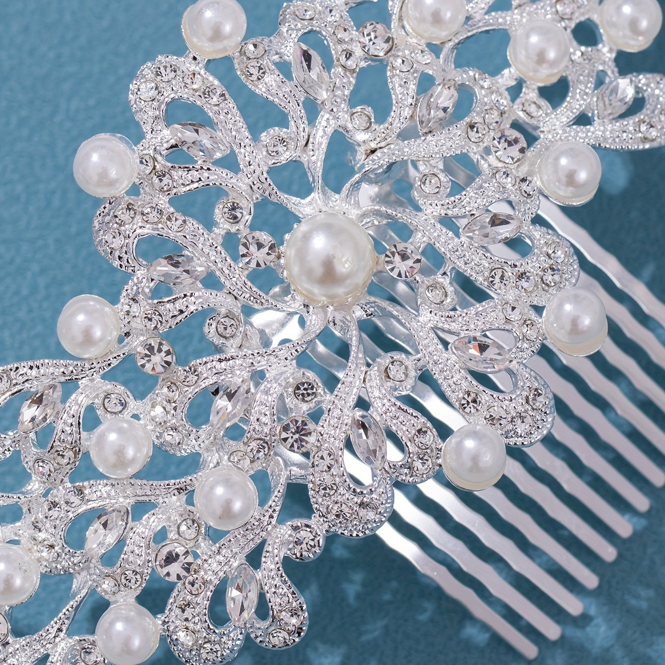 Girl's Rhinestone Flower Hair Comb, Evening Party Hairpin
