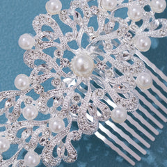Girl's Rhinestone Flower Hair Comb, Evening Party Hairpin