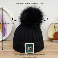 Women's Winter Beanie Hat With Pom Pom Woolen Hat Velvet Knitted Hat
