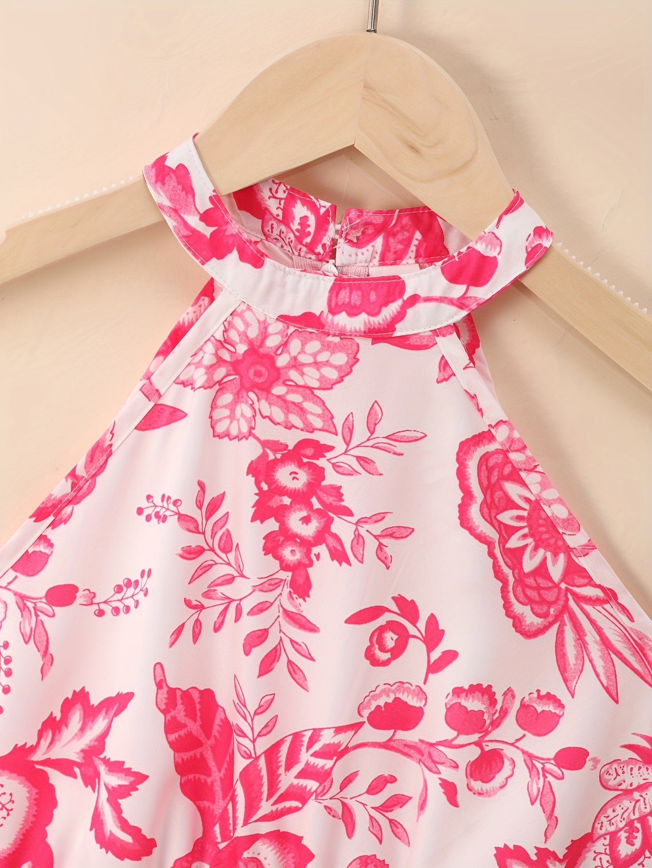 Girls' Floral Halter Neck Jumpsuit for Summer Outfit