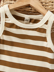 3pc Toddler Girls Striped Tank Top & Shorts Set Kids Summer Clothes