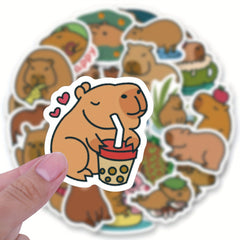 50 Funny Capybara Vinyl Waterproof Stickers for Laptop Phone Skateboard