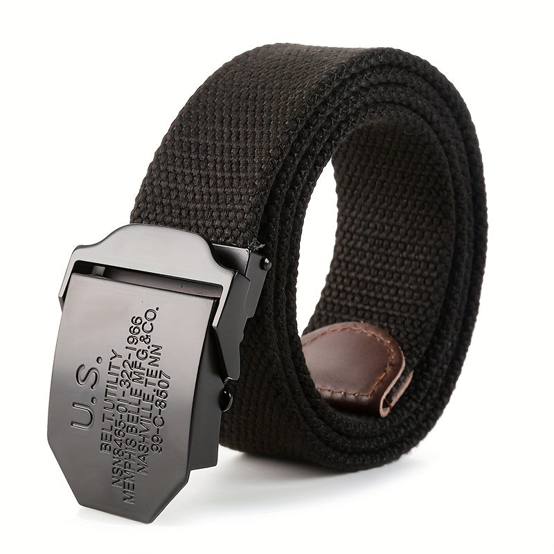 Men's Automatic Canvas Buckle Casual Woven Waist Belt