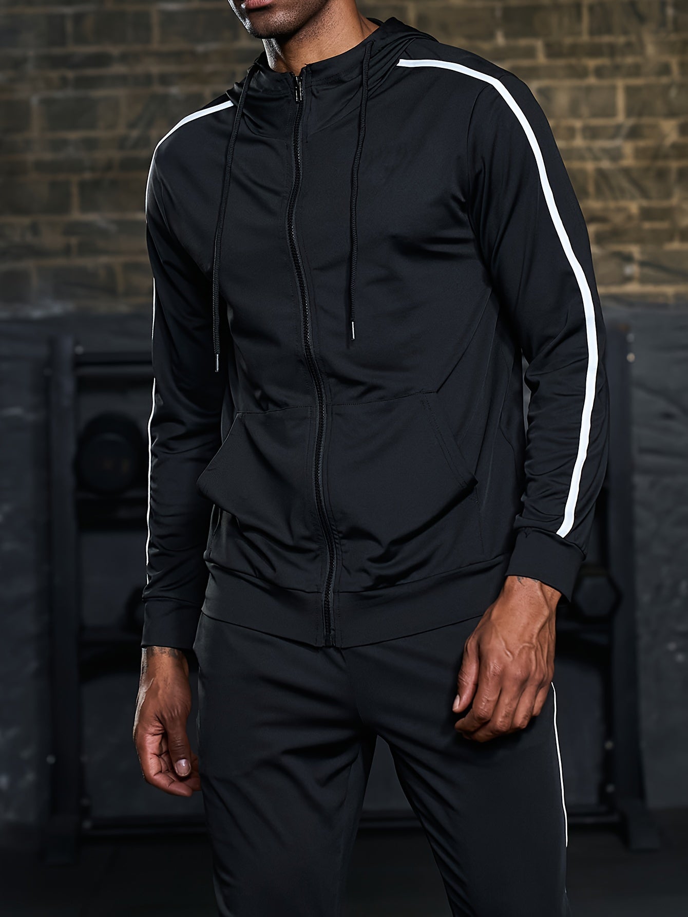 Men's Sports 2pcs Set Zip Up Hoodie Joggers Matching Set