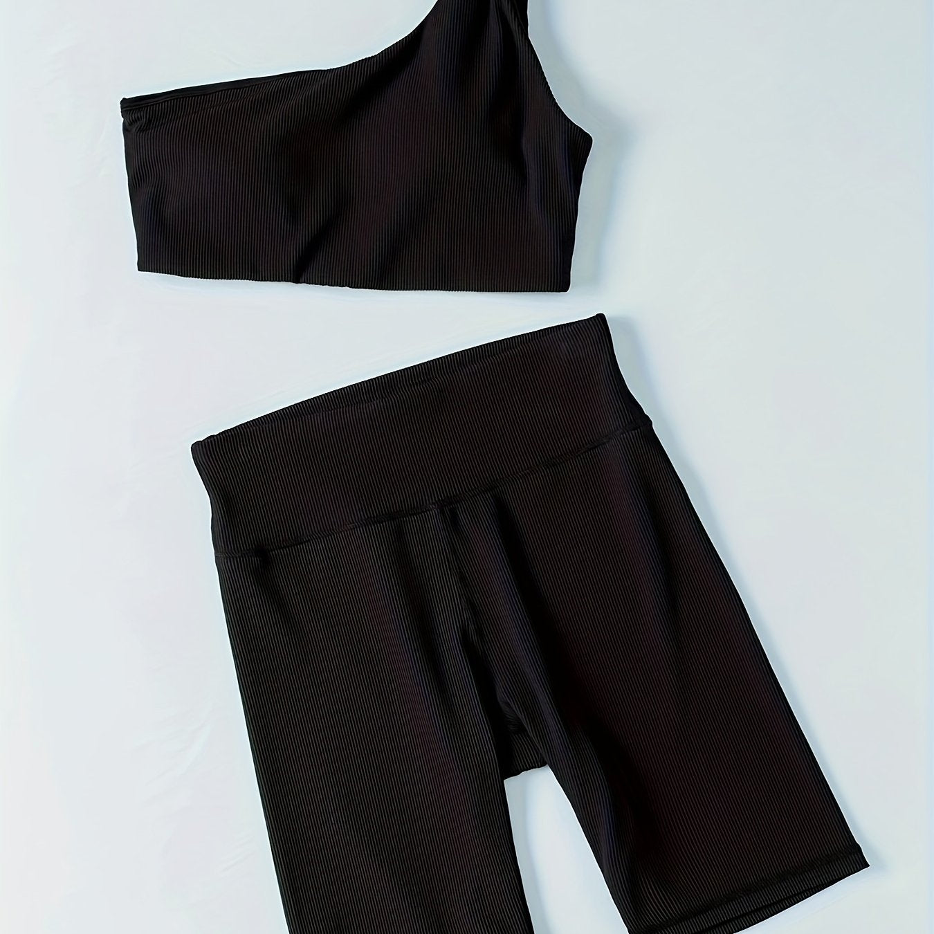 Women's One Shoulder Yoga Set Sports Bra & Shorts Activewear