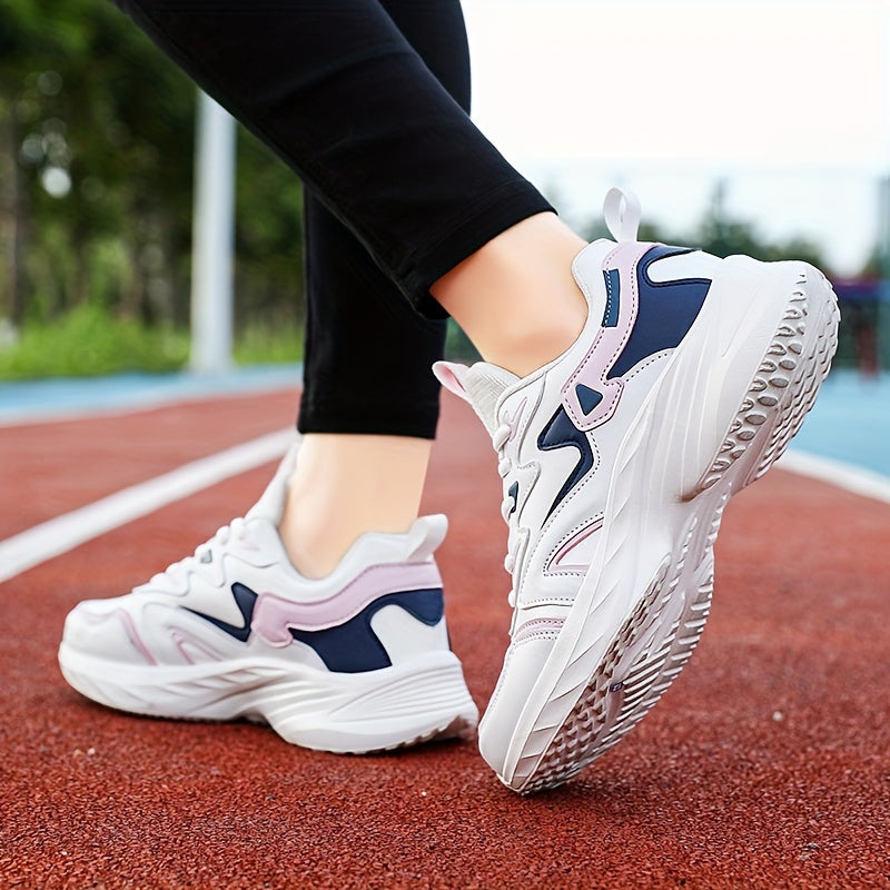 Lightweight Faux Leather Sneakers Non Slip Running Shoes