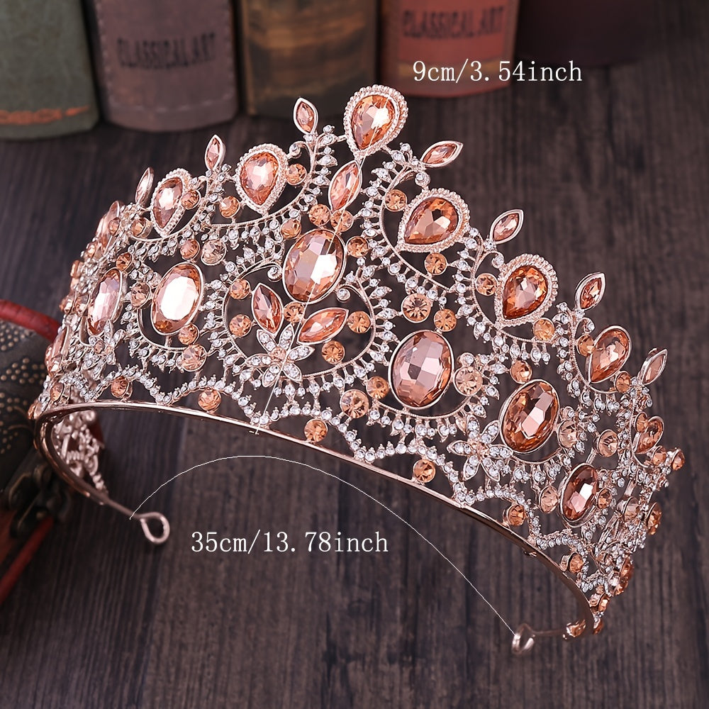 Baroque Large Tiara Leaf Decor Crown Hair Accessories