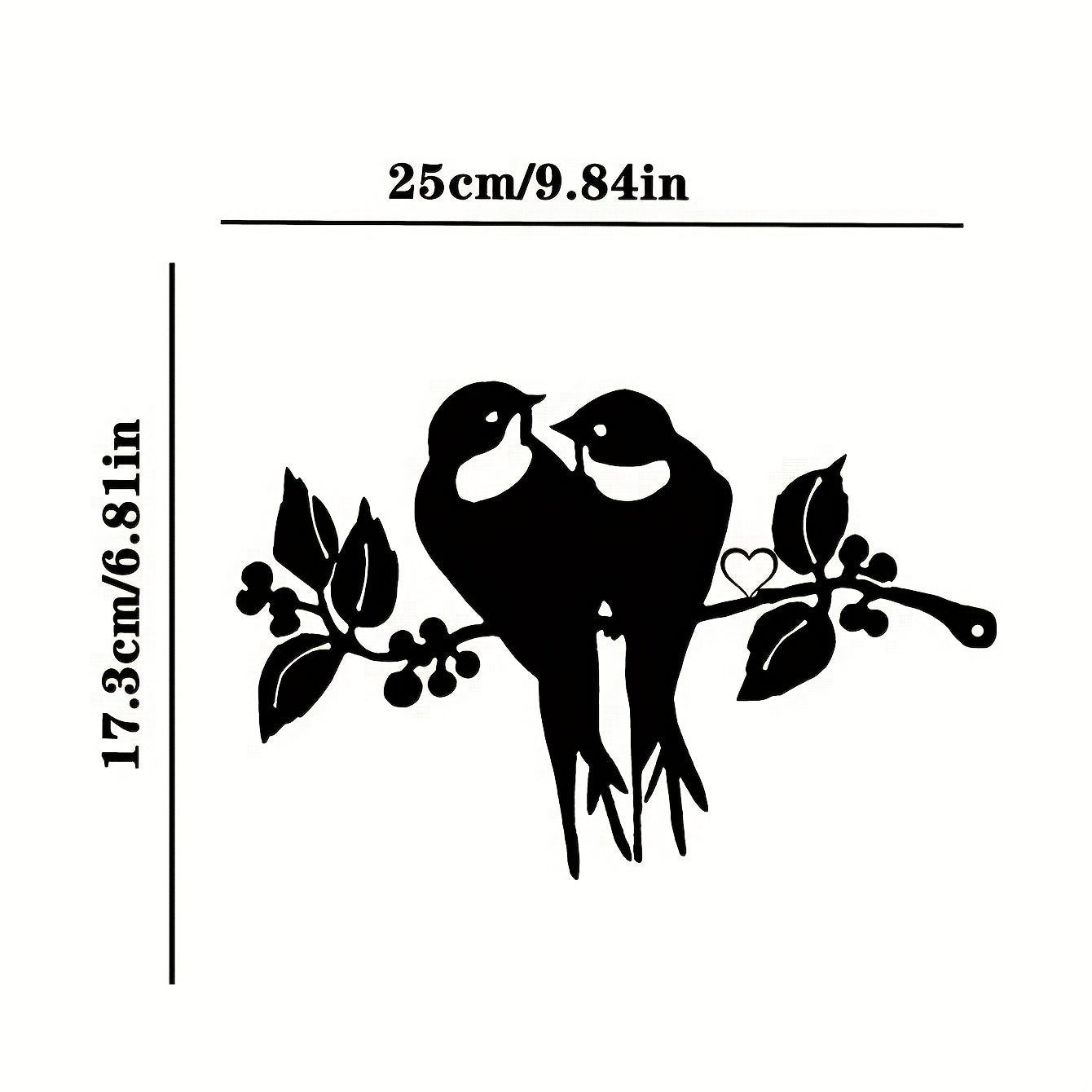 2 Birds Silhouette Steel Wall Decor Art Home Garden Statue Stakes