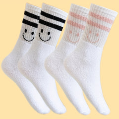 6 Pairs Smile Print Socks Cute Mid Tube Women's Stockings