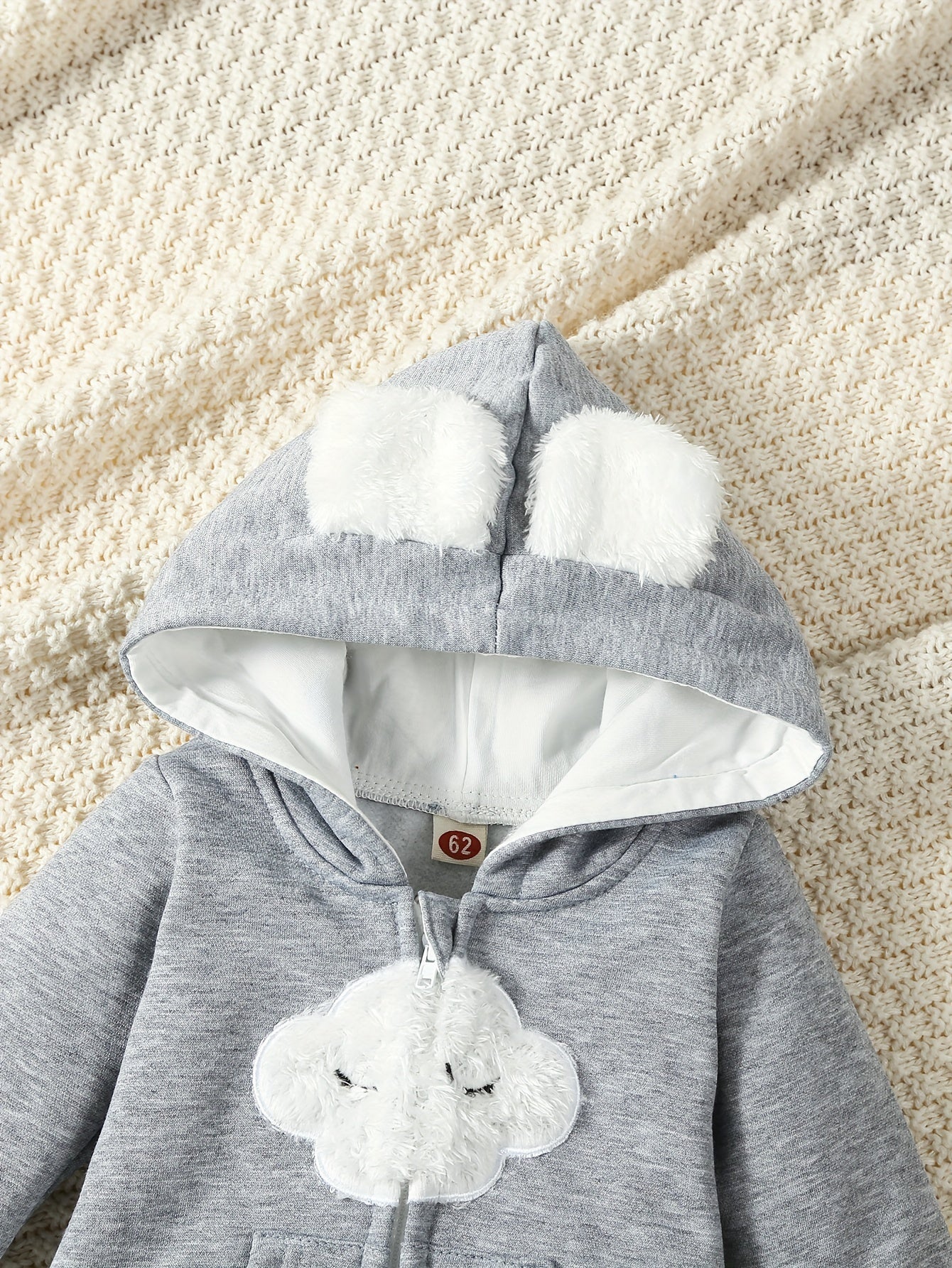 Toddler Cloud Print Jumpsuit With Ears Thermal Bodysuit
