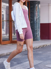 Ribbed Square Neck Yoga Romper