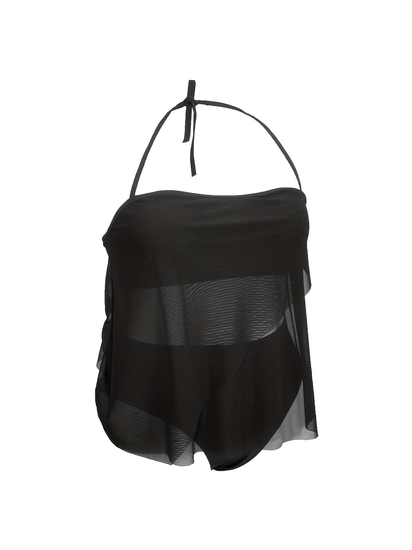 Vacay Tankini Set Plus Size Halter Neck Beachwear Two Piece Set