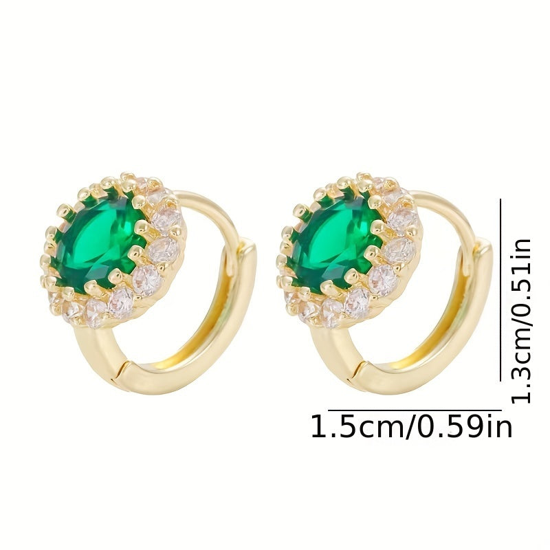 Girl s And Copper Zirconia Emerald Earrings Romantic Party Gift