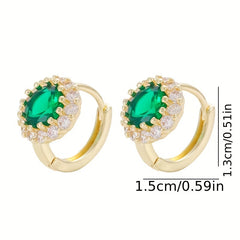 Girl s And Copper Zirconia Emerald Earrings Romantic Party Gift