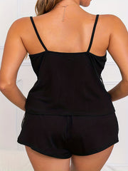 Sexy Pajama Set Women's Plus Contrast Dot Mesh Cami Top & Shorts