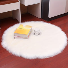 Soft Faux Wool Rug Round Chair Seat Cushion for Desk Chair or Office Chair