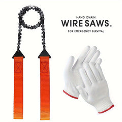 Pocket Chainsaw & Gloves Portable Survival Saw Folding Hand Saw