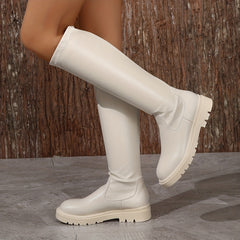 Women's Knee High Platform Stretch Pull On Boots
