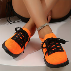 Leopard Print Sneakers Breathable Knit Lace Up Lightweight Shoes