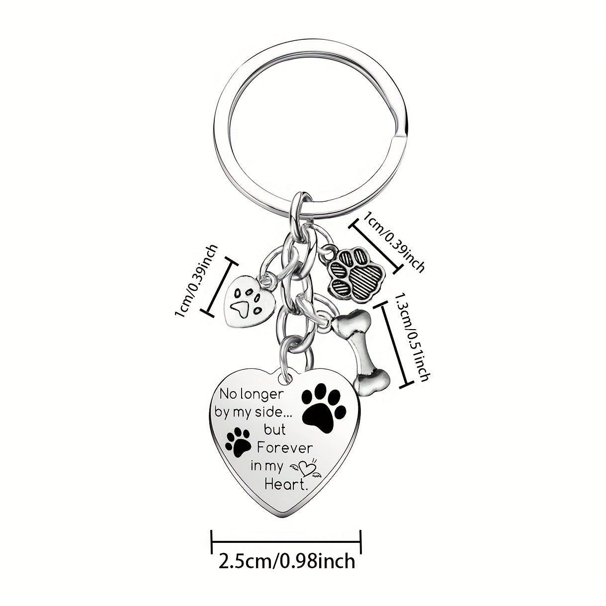 Dog Memorial Keychain Paw Prints Charm Sympathy Gift