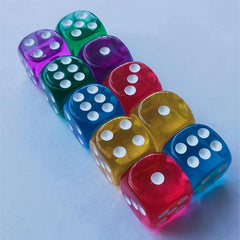 10pcs Set Of 6 Transparent Dice For Games Easy To Read