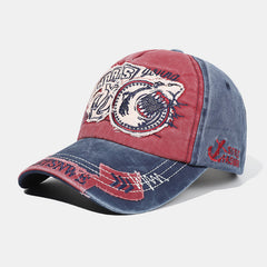 Men's Shark Patch Baseball Cap Vintage Washed Peaked Cap