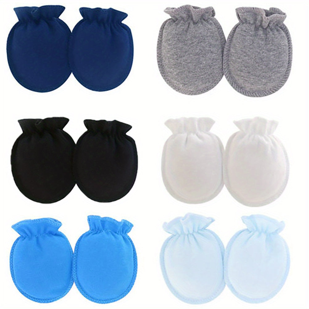 6 Pairs Newborn Stripe Graphic Mittens Anti Eating Hand Gloves