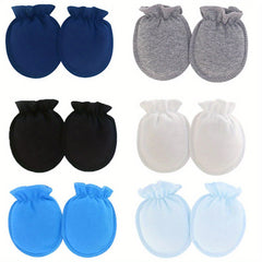 6 Pairs Newborn Stripe Graphic Mittens Anti Eating Hand Gloves