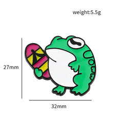 Cute Frog Metal Oil Drip Brooch for Kids