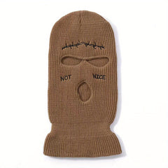 Embroidered 3 Holes Ski Mask Winter Balaclava Hat Neck Warmer