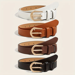 4pcs PU Belt Pin Buckle Casual Jeans Dress Girdle Women