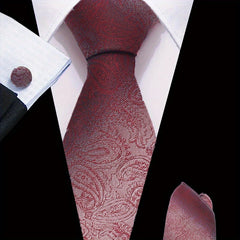 3pcs Men's Tie Set Floral Necktie Handkerchief Clip Set
