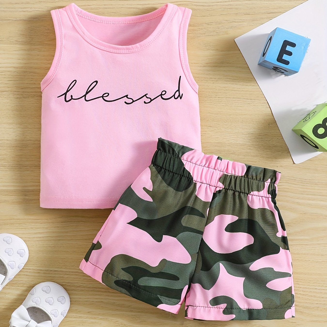 Toddler Girls Tank Top Camo Shorts Set Baby Kids Clothes Summer