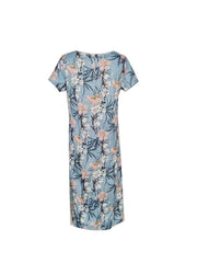 Floral Split Crew Neck Maxi Dress Short Sleeve