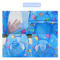 Kids Cartoon Ocean 3-in-1 Tent Game House Indoor Baby Foldable Tent Toy House