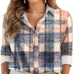 Distressed Plaid Print Long Sleeve Button-Up Shirt