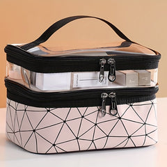 Waterproof Double Layer Cosmetic Bag Makeup Storage Organizer