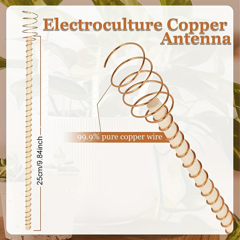 6pcs Copper Coil Antenna Stakes for Garden Plants