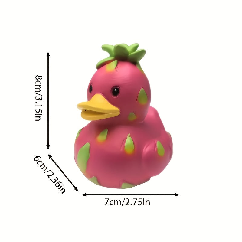 Whimsical Pink Pineapple Duck Resin Figurine