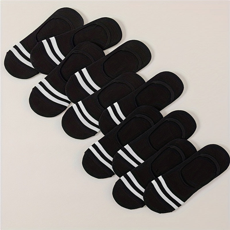 10 Pairs Striped Ankle Socks Soft & Lightweight Women's Stockings & Hosiery