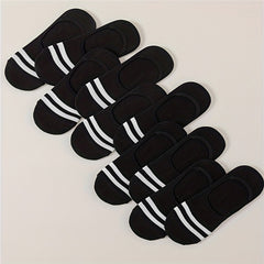 10 Pairs Striped Ankle Socks Soft & Lightweight Women's Stockings & Hosiery