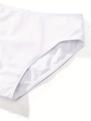 3pc Girls Splicing Letter Print Swimsuit Comfy Bathing Suit