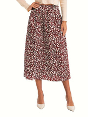 Boho Floral High Waist Split A Line Skirt