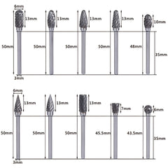 10pcs Tungsten Carbide Burrs Sets Drill Diamond Burs