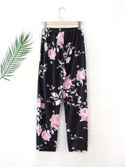 Floral Print Sleep Bottoms Soft & Comfy Lounge Pants
