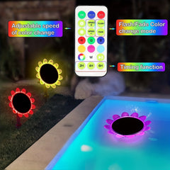 Solar Floating Light Swimming Pool LED Night Sunflower Pond Light