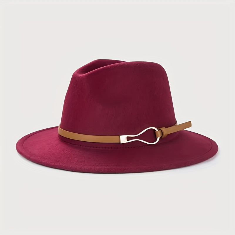 Wide Brim Leather Belt Hat British Style Sun Hat
